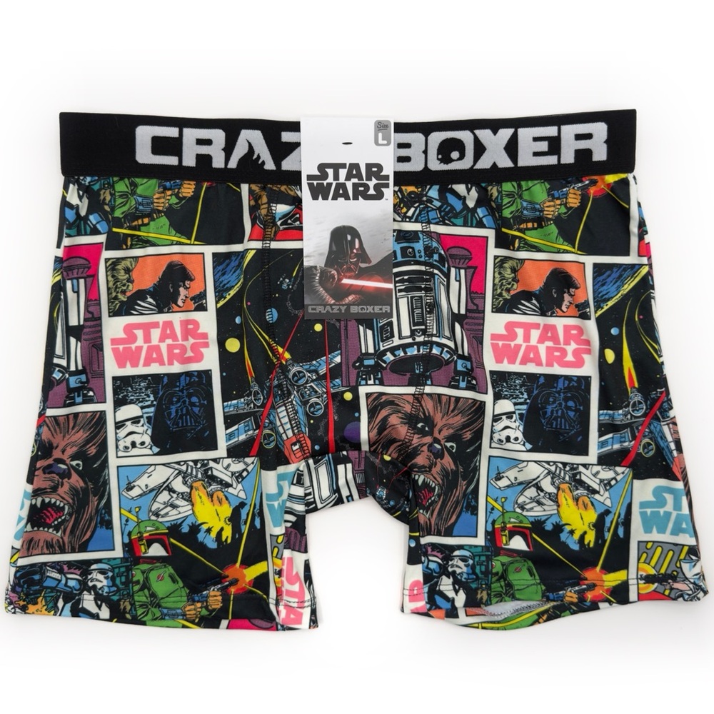 Disney Star Wars Crazy Boxer Briefs Mens Size Large Underwear Chewbacca R2-D2